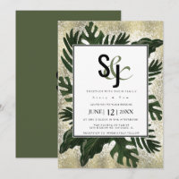 Monstera Tropical Faux Gold Splash Wedding Suite
