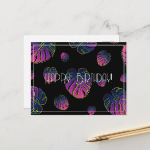 Monstera Tropical Leaf Happy Birthday Postcard