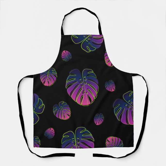 Monstera Tropical Leaf Illustration Pattern Apron (Front)