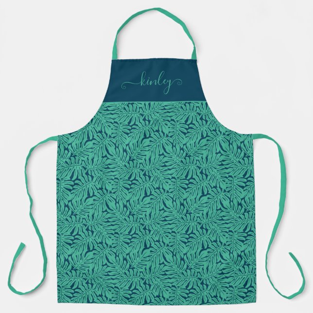 Monstera Tropical Leaf Pattern Apron (Front)