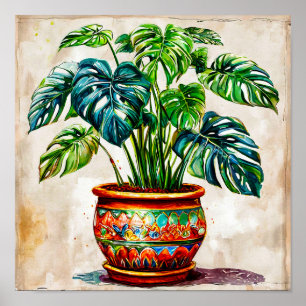 🌿 Monstera Tropical Leaves Botanical Jungle Plant Poster