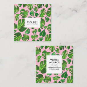 Monstera tropical leaves illustrated watercolor discount card