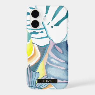 Monstera Watercolor Abstract Art Name Phone case