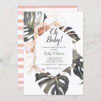 Monstera watercolor Baby Shower Invitation