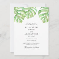 Monstera. Watercolor greenery tropical wedding