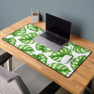 Monstera watercolor pattern desk mat
