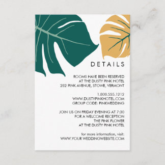 Monstera Yellow | Tropical  Wedding Guest Details Enclosure Card