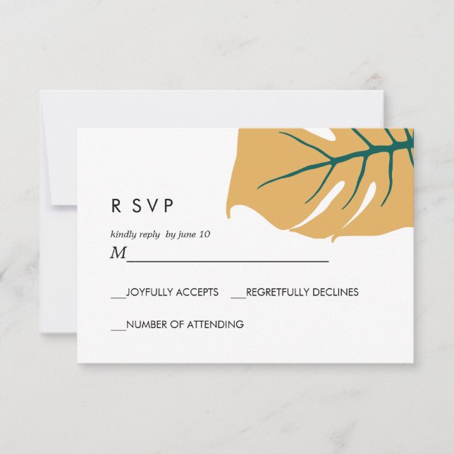 Monstera | Yellow |  Wedding Response RSVP (Front)