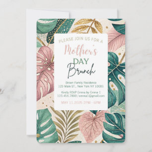 Monsteras Gold Brunch Mother's Day Invitation