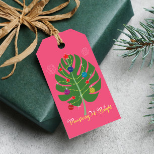 Monsterry & Bright Plant Christmas Custom Name  Gift Tags