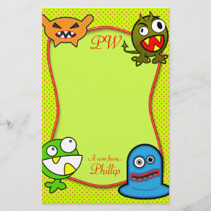 Monsters - A note from... Kids Name Stationary Stationery