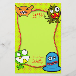 Monsters - A note from... Kids Name Stationary Stationery