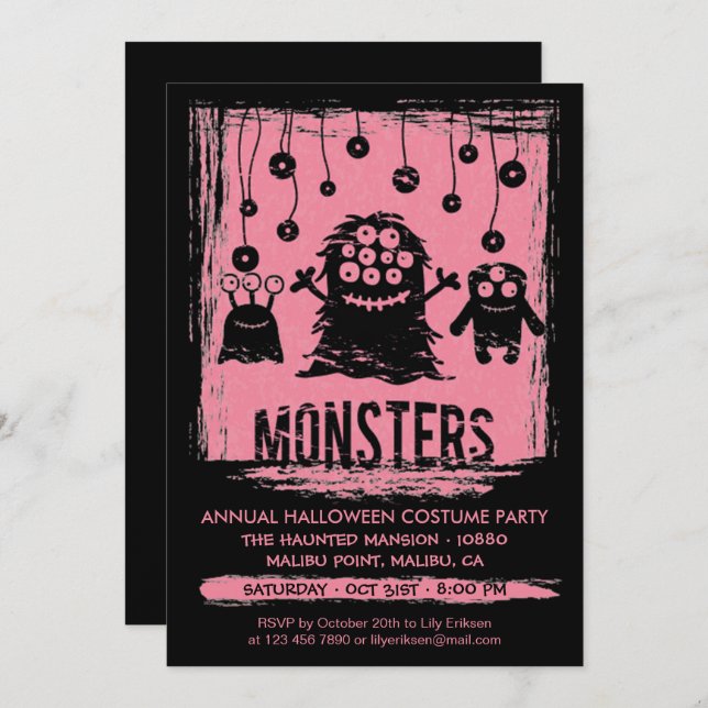 Monsters Annual Halloween Costume Party Invitation (Front/Back)
