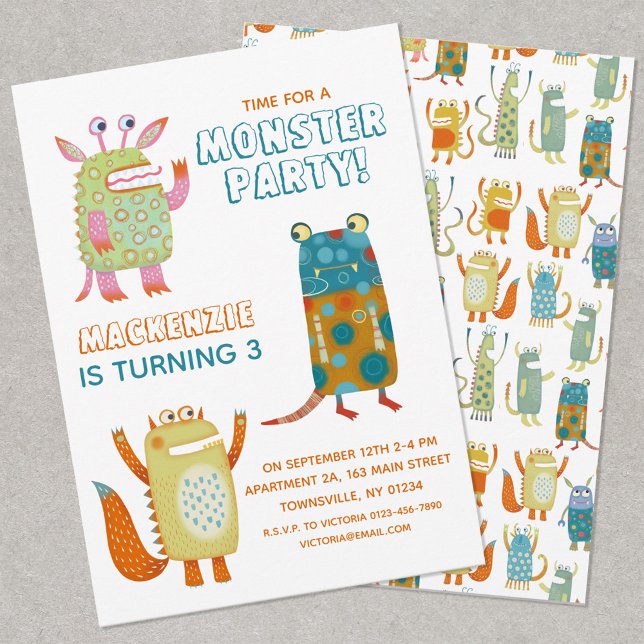 Monsters Boys Kids Birthday Party Invitation (Creator Uploaded)