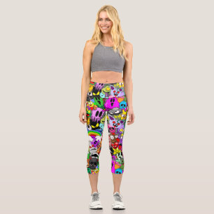 Monsters Cute Characters Halloween Pattern  Capri Leggings