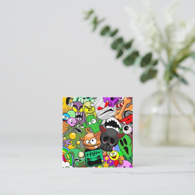 Monsters Cute Characters Halloween Pattern  Card (Standing Front)