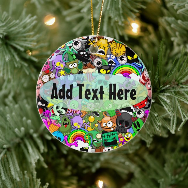 Monsters Cute Characters Halloween Pattern  Ceramic Tree Decoration (Tree)