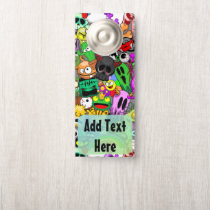 Monsters Cute Characters Halloween Pattern Door Hanger