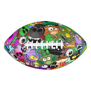 Monsters Cute Characters Halloween Pattern  Football