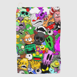 Monsters Cute Characters Halloween Pattern  Golf Towel