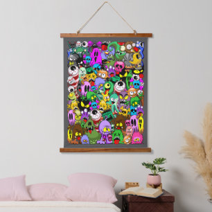 Monsters Cute Characters Halloween Pattern  Hanging Tapestry
