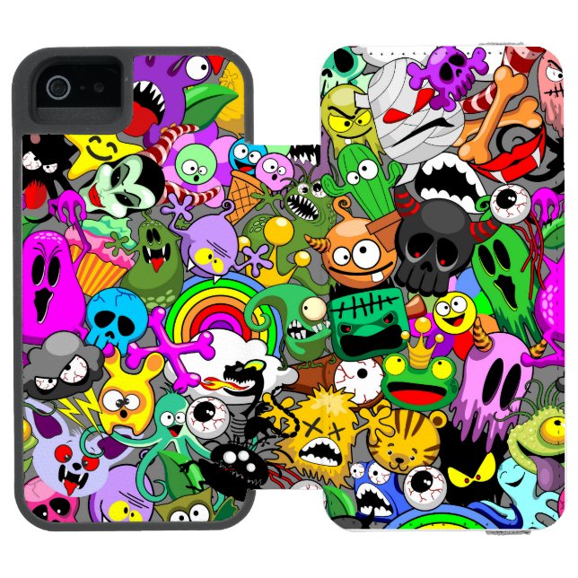 Monsters Cute Characters Halloween Pattern  Incipio iPhone Wallet Case (Folio Open)
