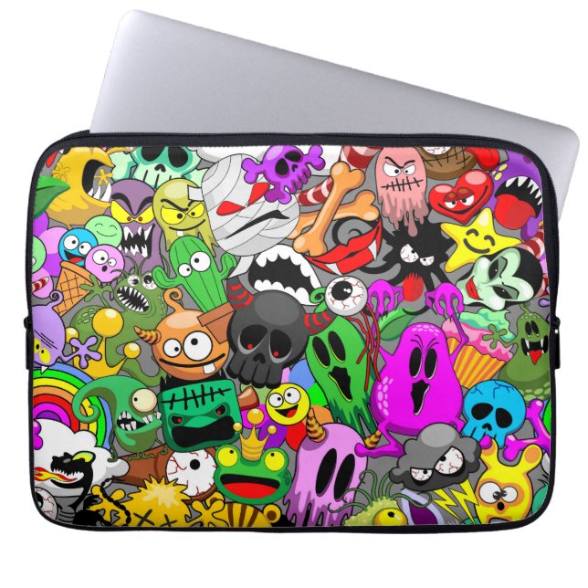 Monsters Cute Characters Halloween Pattern  Laptop Sleeve (Front)