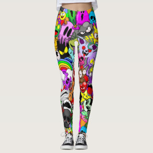 Monsters Cute Characters Halloween Pattern  Leggings