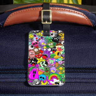 Monsters Cute Characters Halloween Pattern Luggage Tag