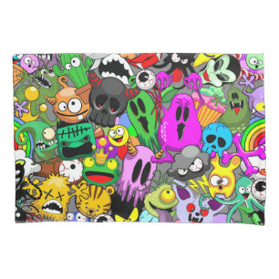 Monsters Cute Characters Halloween Pattern  Pillowcase