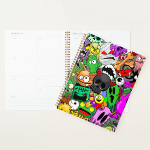 Monsters Cute Characters Halloween Pattern  Planner