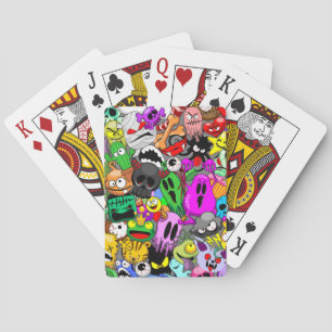 Monsters Cute Characters Halloween Pattern  Playing Cards