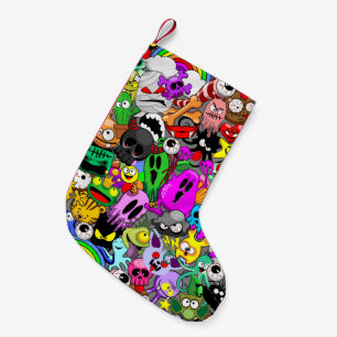 Monsters Cute Characters Halloween Pattern  Small Christmas Stocking