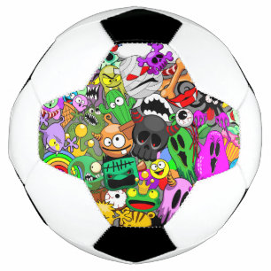 Monsters Cute Characters Halloween Pattern  Soccer Ball