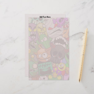 Monsters Cute Characters Halloween Pattern Stationery