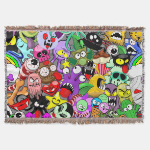 Monsters Cute Characters Halloween Pattern  Throw Blanket