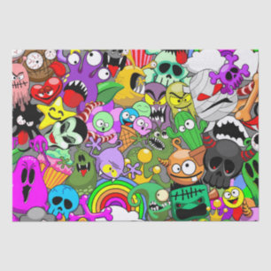 Monsters Cute Characters Halloween Pattern Tissue Paper