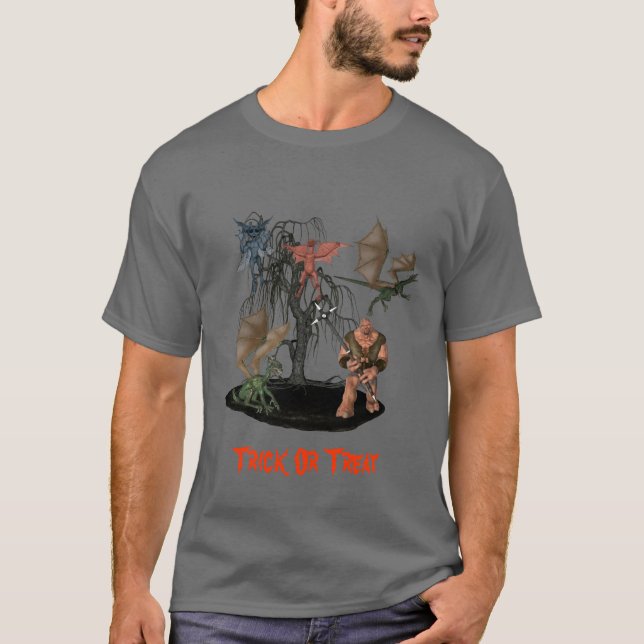 Monsters Goblins Creatures Halloween T-Shirt (Front)