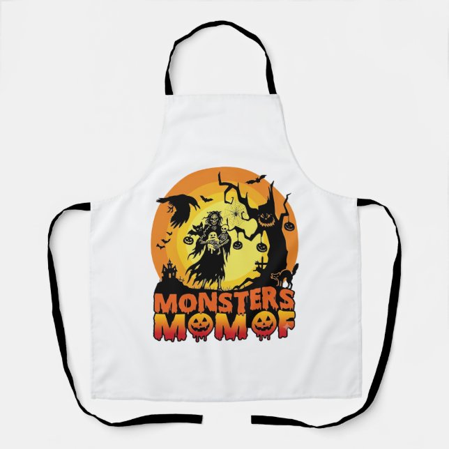 Monsters Mum Halloween Monster Ghost Skeleton Spoo Apron (Front)
