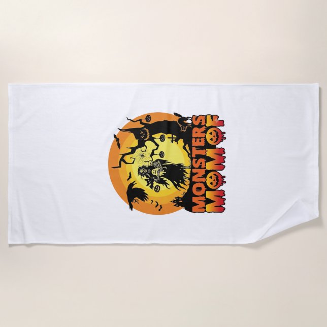 Monsters Mum Halloween Monster Ghost Skeleton Spoo Beach Towel (Front)