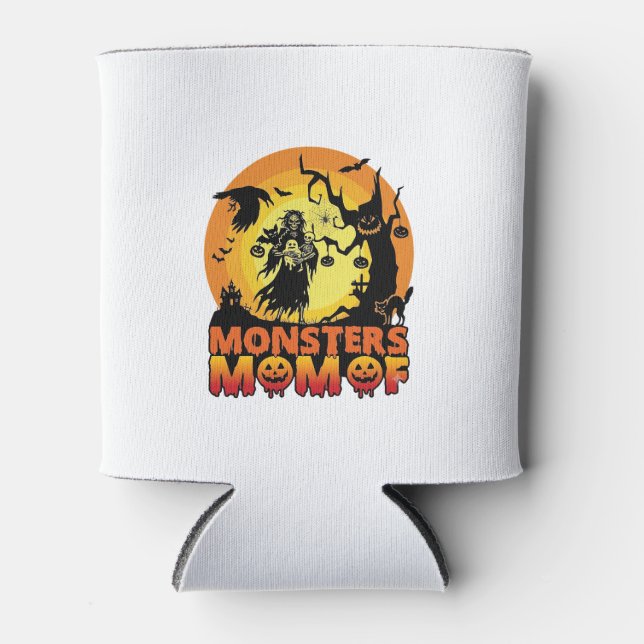 Monsters Mum Halloween Monster Ghost Skeleton Spoo Can Cooler (Front)