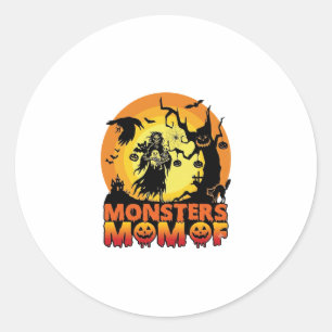 Monsters Mum Halloween Monster Ghost Skeleton Spoo Classic Round Sticker