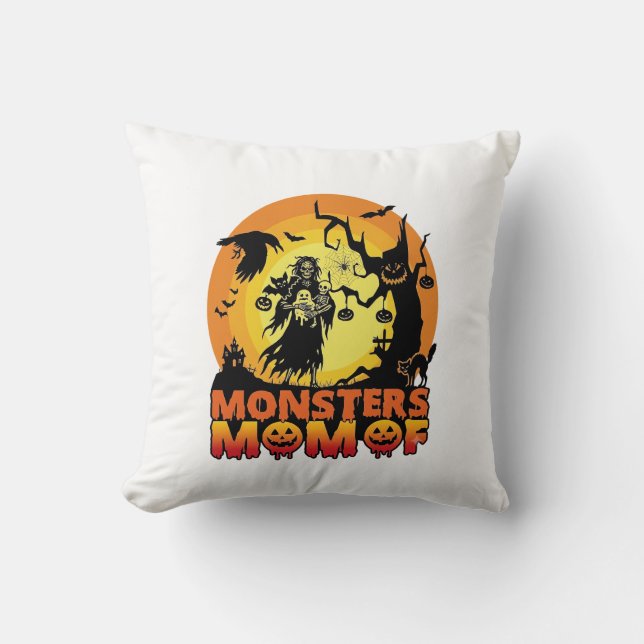 Monsters Mum Halloween Monster Ghost Skeleton Spoo Cushion (Front)