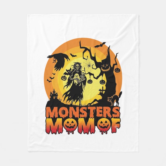 Monsters Mum Halloween Monster Ghost Skeleton Spoo Fleece Blanket (Front)