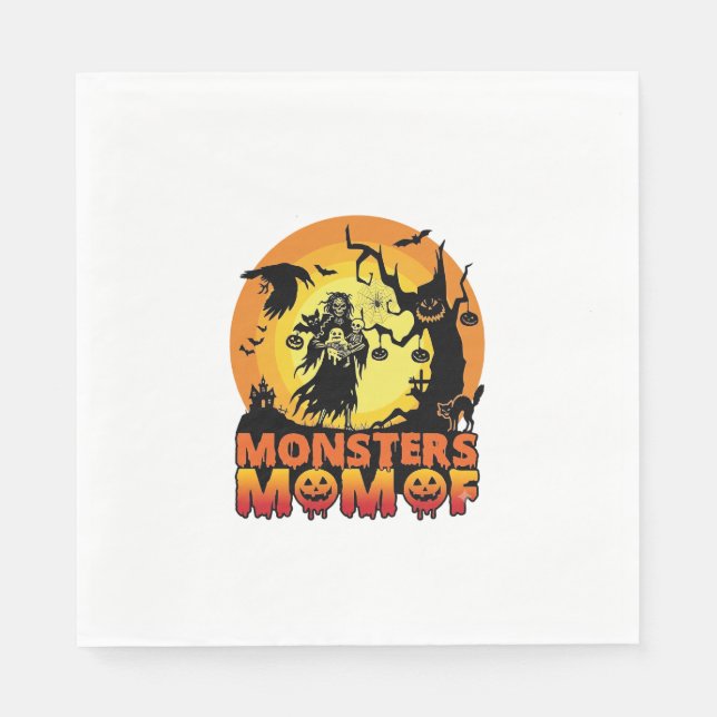Monsters Mum Halloween Monster Ghost Skeleton Spoo Napkin (Front)