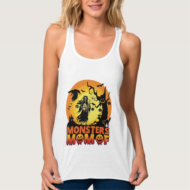 Monsters Mum Halloween Monster Ghost Skeleton Spoo Singlet (Front)