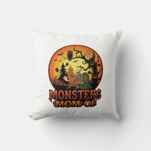 Monsters Mum Halloween Skeleton Pumpkin Owl Spooky Cushion