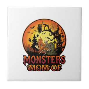 Monsters Mum Halloween Skeleton Pumpkin Owl Spooky Tile