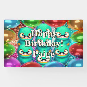 Monsters Personalised character birthday banner