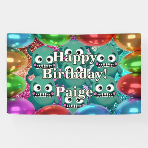 Monsters Personalised character birthday banner